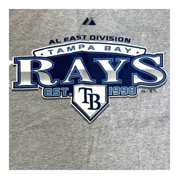Tampa Bay Rays Majestic T-Shirt S Gray 90% Cotton Short Sleeve AL East Divsion - Picture 2 of 6